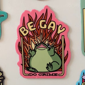 2 Pack Queer Pride Frog and Opossum Fridge Magnets / Be Gay Do Crime ...