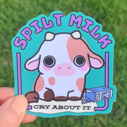 Please Drink Almond Milk Cow Sticker Cute Funny Dairy Free Thinking of You Gift for Lactose Intolerant Friend Cruelty Free Animal Rights