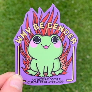 Sticker grenouille Pourquoi avoir un sexe quand vous pouvez être / Sticker non binaire couleurs du drapeau de la fierté NB Enby pour eux Pronoms Cadeau de félicitations