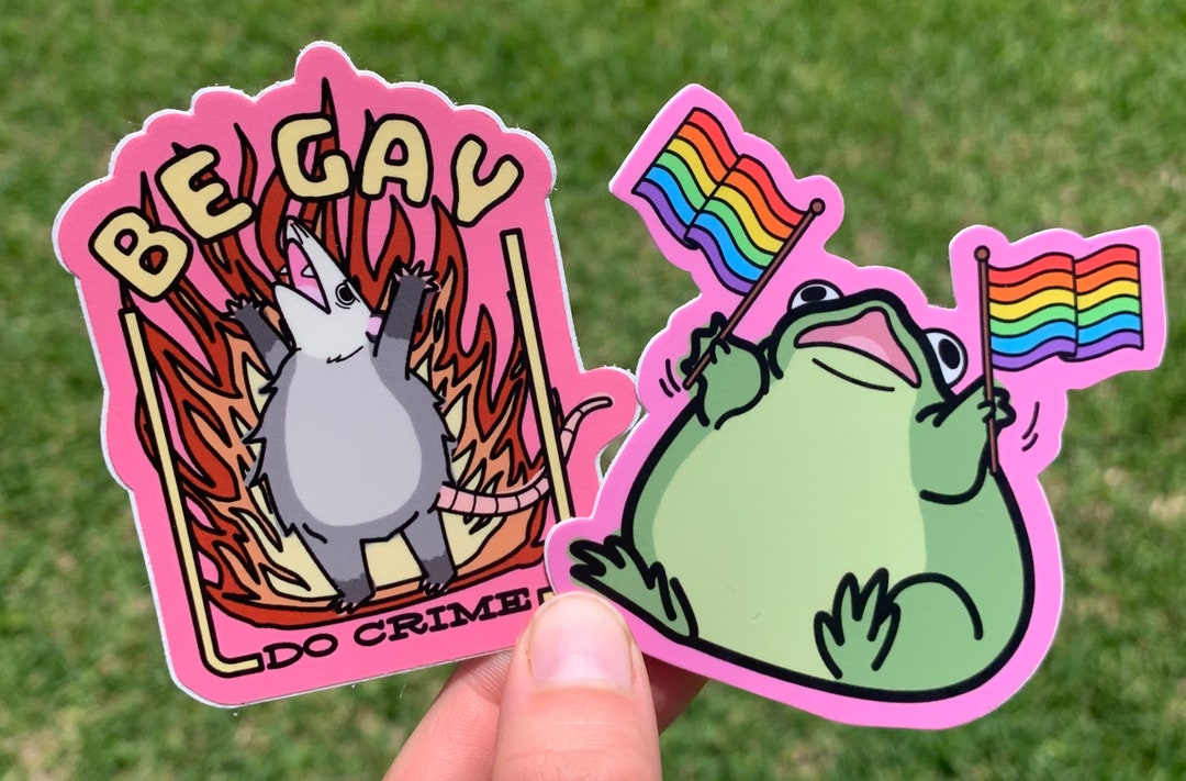 2 Pack Queer Pride Month Frog and Possum Stickers / Cute Funny Be Gay ...