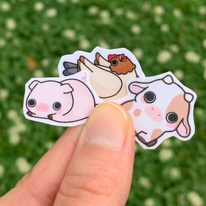 10er Pack Woebegone Bauernhof Tier Mini Aufkleber/süßes lustiges Schwein Huhn Kuh Kleine Winzige Abziehbilder Aufkleber Bombe Flakes Südliches Land SüdGeschenk