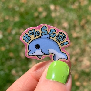 10-pack gecensureerd vloekwoord dolfijn mini sticker vlokken/unieke grappige Gen Z humor internetmeme Spongebob referentie throwback nostalgisch