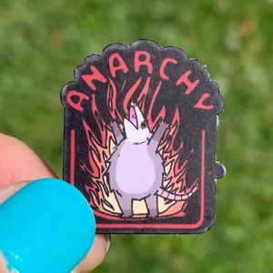 10 Stück Anarchy Mini Sticker Pack / Flammende Opossum Aufkleber / Brennende Opossum Aufkleber / Süßes Lustiges Rebellisches Politisches Humor Geschenk