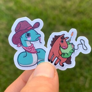 10 Pack Cowboy Snake and Frog Mini Sticker Flakes / Cute Funny Wild West Cartoon Animal Lover Western Cowgirl Aesthetic Rodeo Tiny Decals