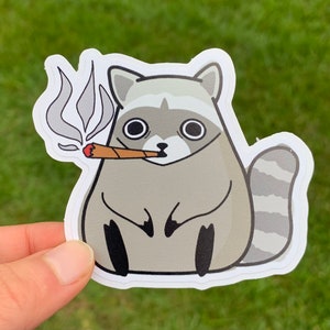 Wasbeer roken wiet stompe sticker/leuk grappig subtiel legaliseren marihuana sticker stoner hippie trashy pot hoofd College laptop waterfles