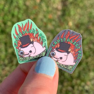 10er Pack Kapitalistisches Schwein Mini Aufkleber Flocken / süßes lustiges kleines Aufkleber Bomb Angst Teen Geschenk für linken Studenten Anti Kapitalismus Genosse