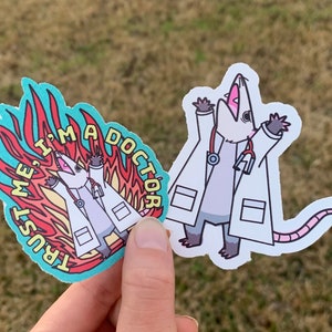 Confía en mí, soy un paquete de calcomanías de doctora Opossum / Escuela de medicina, carrera de medicina, universidad, pensando en ti, regalo / residencia hospitalaria caótica y tonta