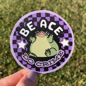 Be Ace Do Crime Frosch Aufkleber / Süßer Lustiger Schräger Froggie Asexual Pride Flagge Coming Out Glückwunsch Geschenk / Wasserflasche Laptop Skateboard Aufkleber
