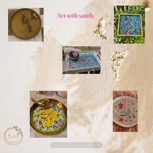 Trays in different shapes and size some with Persian calligraphy some with Persian pattern with different  beautiful embellishments