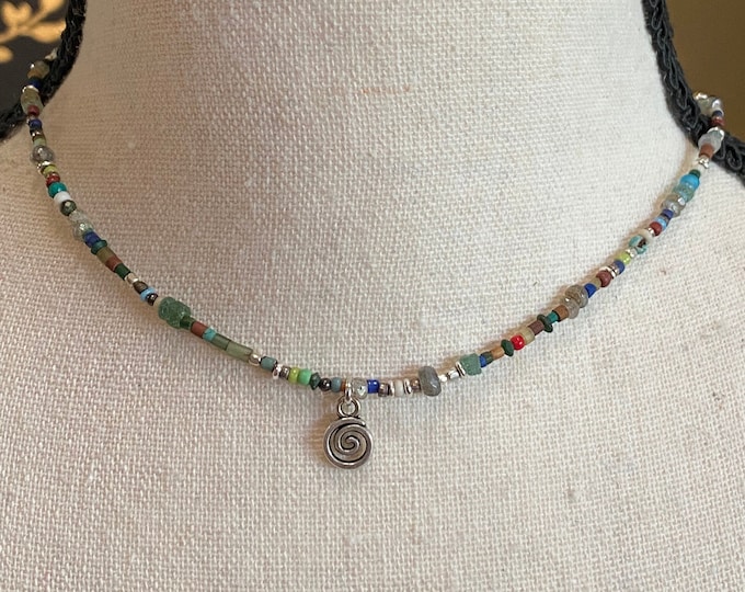 Tiny Hand Beaded Boho Choker Open Swirl. Rare & Incredible Beads. Every ...