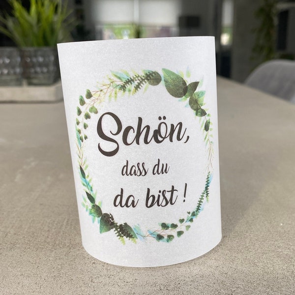 Lichthülle Windlicht individuelle Geschenkidee Tischdeko personalisierbar Taufe Hochzeit Geburtstag