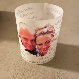 Lichthülle Windlicht individuelle Geburtstagsgeschenke Geschenkidee personalisierbar Taufe Hochzeit Tischdeko