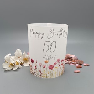 Lichthülle Windlicht individuelle Geschenkidee personalisierbar Geburtstagsparty Geburtstag Party Tischdeko