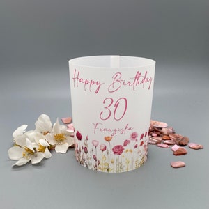 Lichthülle Windlicht individuelle Geschenkidee personalisierbar Geburtstagsparty Geburtstag Party Tischdeko