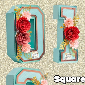 Números 3D svg, pdf e Studio incluindo 3 camadas e decoração de flores. Para Cricut, silhueta e tesoura. Download instantâneo.