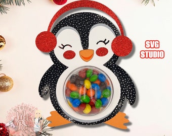 Penguin Candy holder Ornament , Christmas Party, Digital File SVG and Studio