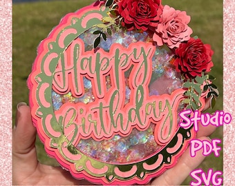 Shaker cake topper, SVG, Pdf and Studio. Included decoration.