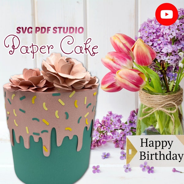 Paper Cake Svg, Studio und PDF (Dekoration ist inklusive)