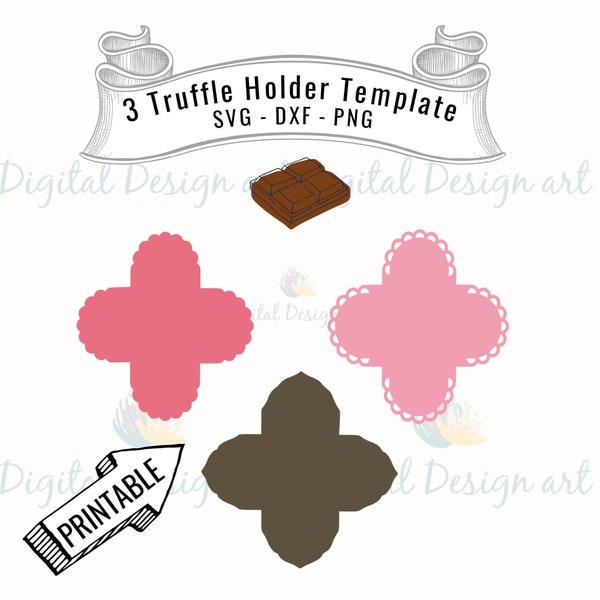 Truffle Holder Template svg Truffle Wrappers template, Truffle Cups template svg, dxf, pdf, brigadeiro caixinha