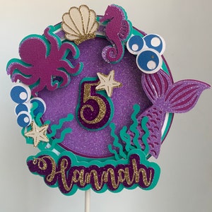 Mermaid Cake Topper Layered; You can Personalize Name and Age of Birthday Girl for Decoration; Silhouette/Cricut cut file | Cake Topper 3D
