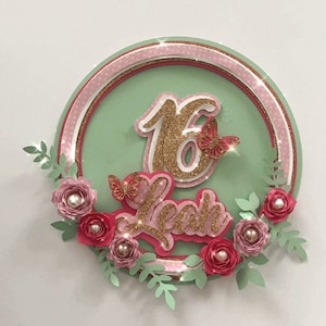 Cake Topper Layered; Personalized Name and Age of Birthday; Silhouette/Cricut cut file | Cake Topper Sweet Sixteen file; cake topper svg
