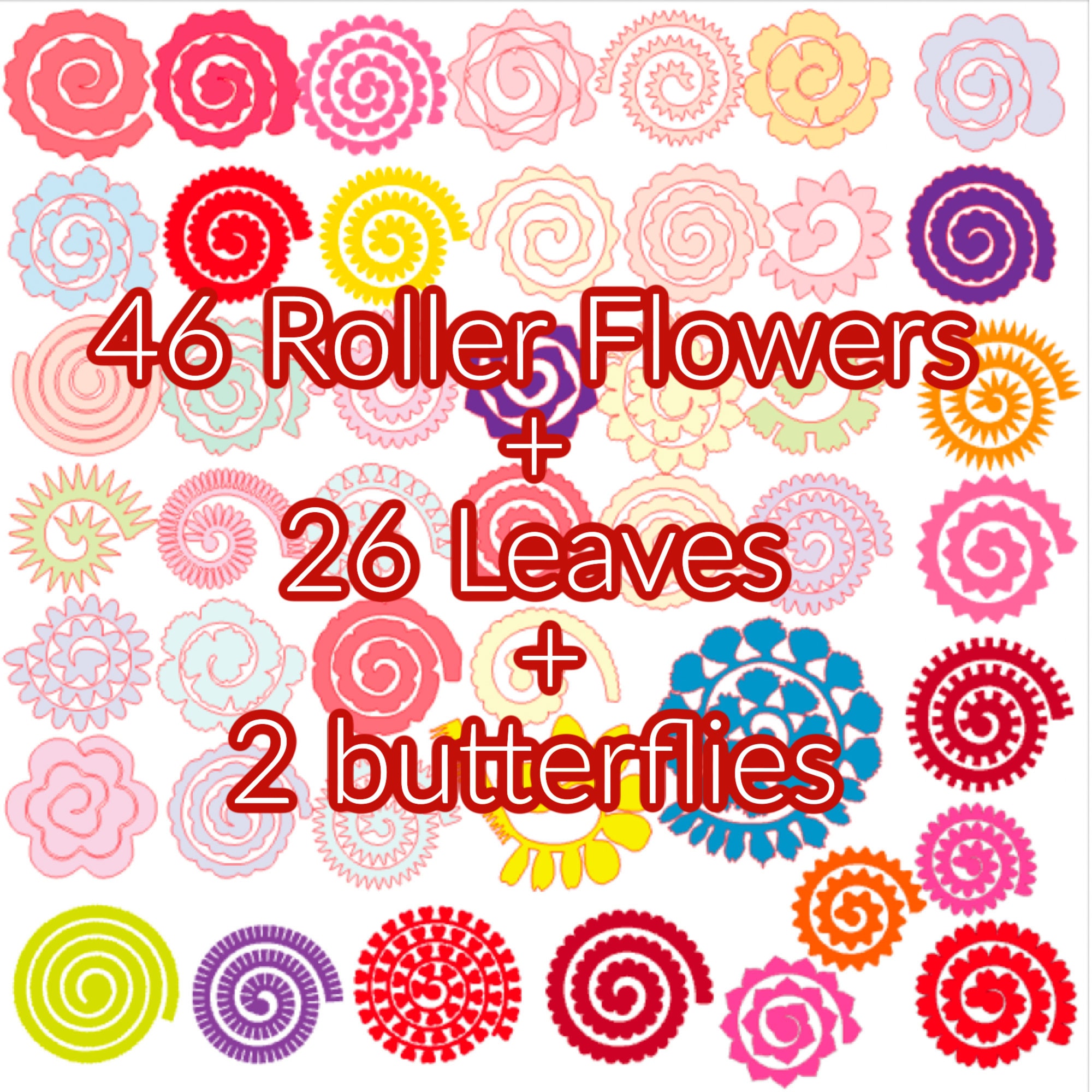 Rolled Flower and Leaves Template Flower for Cricut and - Etsy