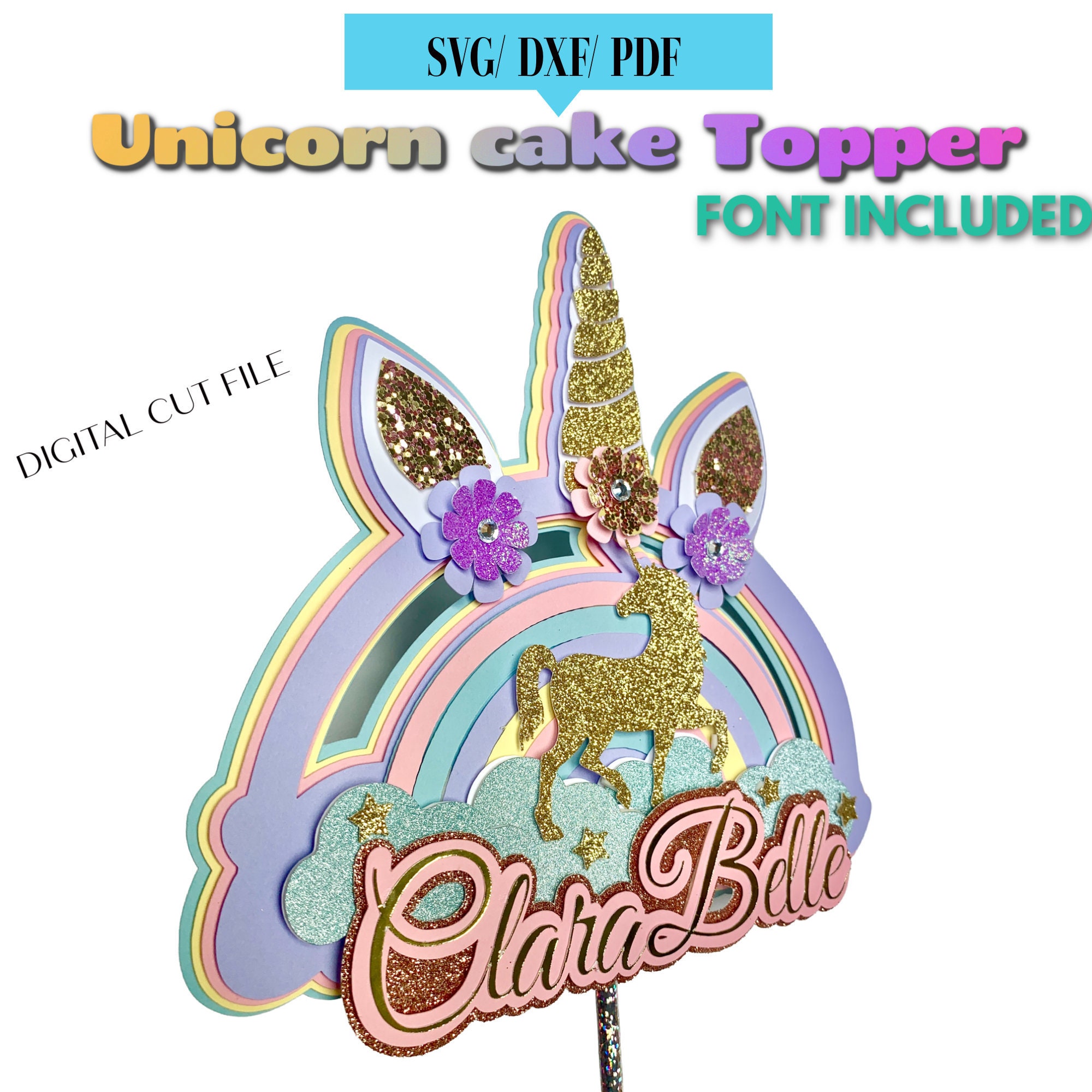 unicorn cake topper svg unicorn topper instant download file etsy