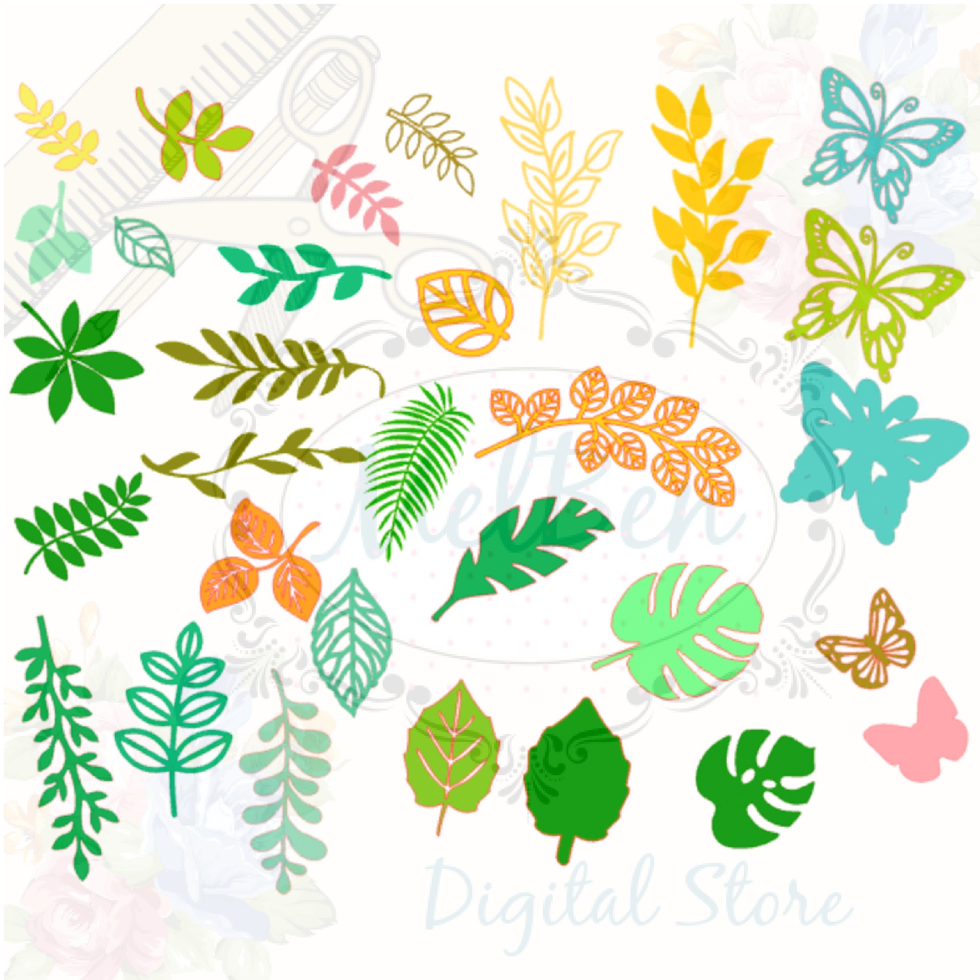 Rolled Flower and Leaves Template Flower for Cricut and - Etsy