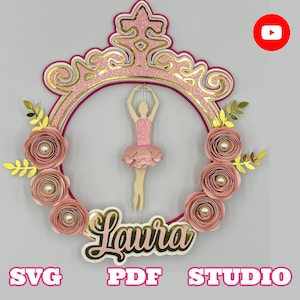 Ballerina with moviment cake topper, SVG, PNG and Studio. 5 Layers.