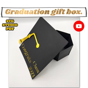 Graduation Cap Gift Box SVG + PDF + Studio Template. Cricut, Silhouette and Scissors Hat Box. Printable Template.