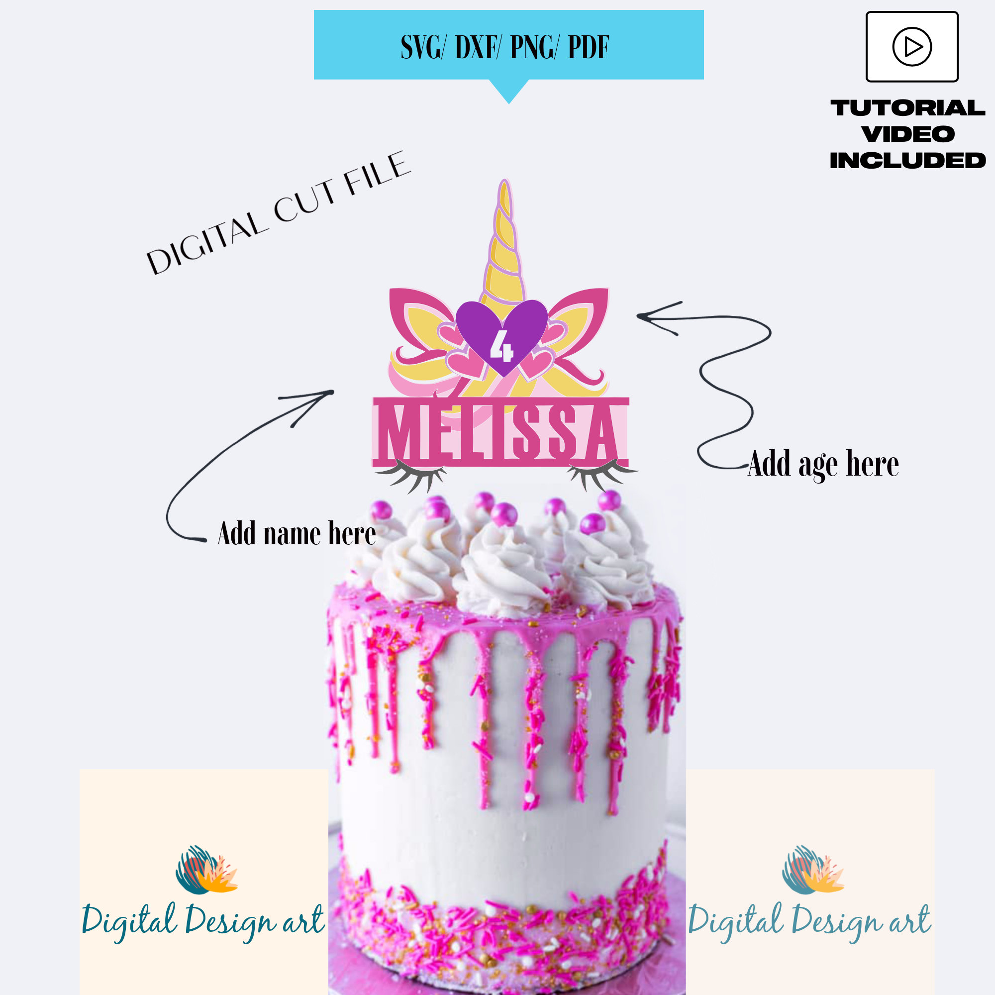 Unicorn Cake Topper SVG Free