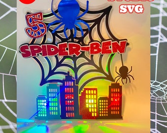 Spider Cake Topper lights up, SVG and Studio.Cricut and Silhouette Machine.