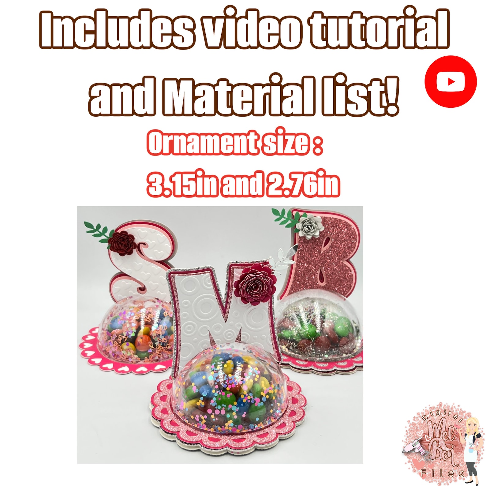 Shaker Alphabet Candy Ornament, Archivo Digital SVG y Estudio con ...