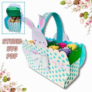 Verschönern Sie Ihre Ostergeschenke mit einer Korb-Box mit zarten Papierblumen und Schokolade! SVG, Pdf und Studio
