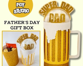 Father’s Day Beer Mug Gift Box | Grandpa’s Gift Box SVG, Studio, PDF | DIY Father’s Day Gift | Personalized Beer Mug Gift Holder