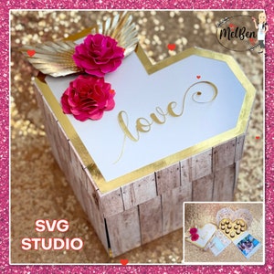 Hartcadeau Explosiedoos, chocoladecadeaudoos, Valentijnsdagdoos Svg en Studio