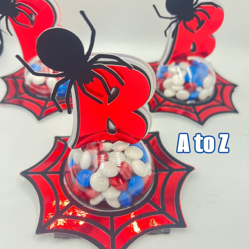 Spider alphabet Candy Ornament, Spiderman party, Digital File SVG and Studio with Opening Mechanism image 3