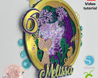 Mermaid Cake Topper Layered; You can Personalize Name and Age of Birthday Girl for Decoration; Silhouette/Cricut cut file | Cake Topper 3D