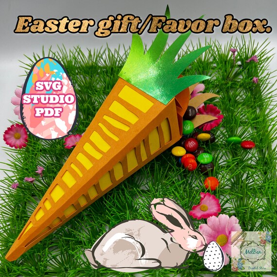 Easter Carrot Gift Box/ Favor Box. Svg Studio and PDF. Great Etsy