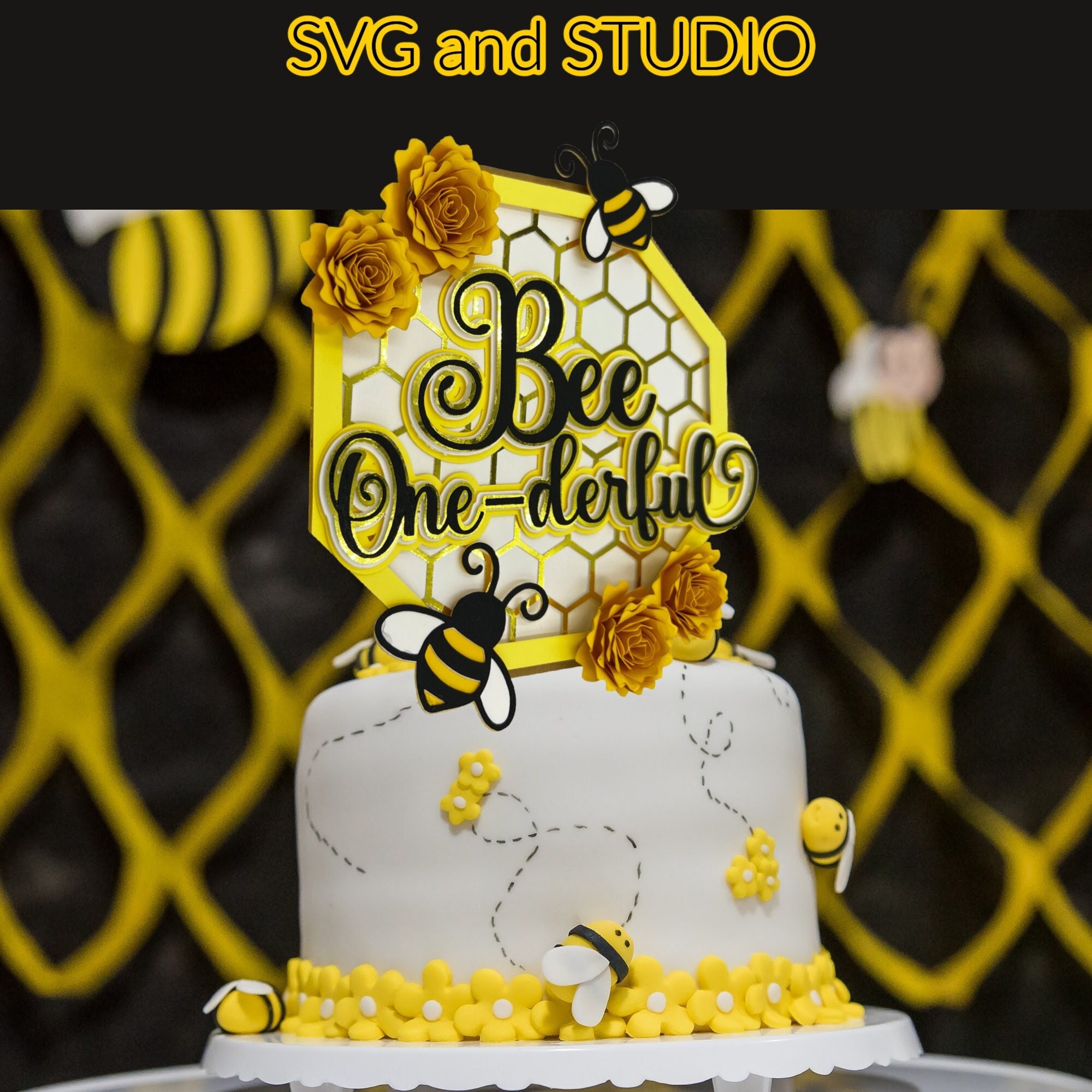 Winnie the Pooh , honey pot , 6 bees , number and badge handmade edible birthday cake topper