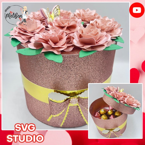 Geschenk Blumenbox für Schokolade oder ein besonderes Geschenk. SVG und Studio. Muttertagsgeschenk