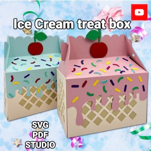 Ice cream treat/gift box. Svg, Pdf and Studio.