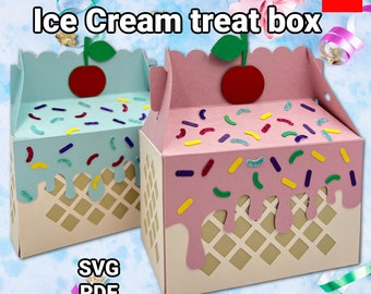 Ice cream treat/gift box. Svg, Pdf and Studio.