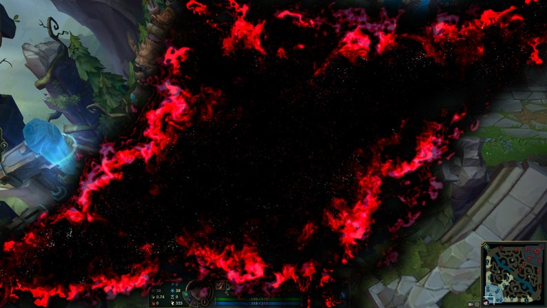 Op de afbeelding: Een zwarte achtergrond met rode en roze vlammen aan de randen. De vlammen zijn abstract en lijken op een nevel.