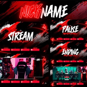 YOUTUBE - Animated Stream Package - Red Neon Design