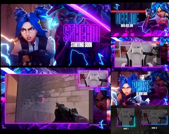 Neon Valorant - Animated Stream Overlays Pack - Twitch, Kick and Youtube - OBS Studio, Streamlabs