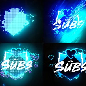 Animated Stream Alerts - Blue  Style - Compatible Twitch - Kick  - WEBM Format