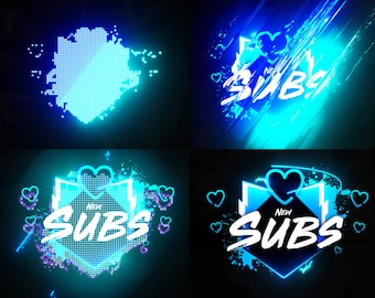 Animated Stream Alerts - Blue  Style - Compatible Twitch - Kick  - WEBM Format