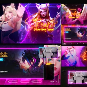 Ahri KDA Animated Streaming Overlays: Twitch, YouTube, Kick (WEBM Format)