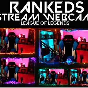 Stream Overlay Webcam - League of legends - RANKEDS rangos - Diseño Animado - Calidad HD